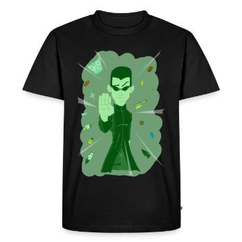STOP - T-shirt Premium bio Homme - noir - Devant - Nico (187cm)