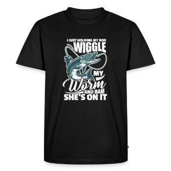 Cadeau de pêcheur pêcheur pêcheur - T-shirt Premium bio Homme - noir - Devant - Nico (187cm)