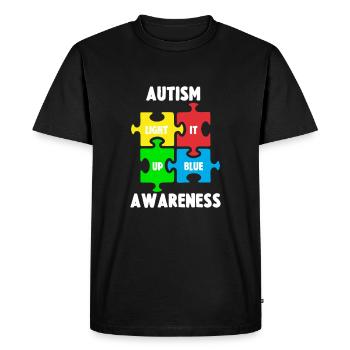 Autism Puzzle Autist ADHD Asperger Gift - Men's Premium Organic T-Shirt - black - Front - Nico (187cm)