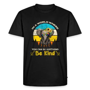 Elephant Be Child Peace Gift - Men's Premium Organic T-Shirt - black - Front - Nico (187cm)