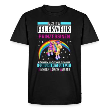 Pompier femme licorne dire cadeau - T-shirt Premium bio Homme - noir - Devant - Nico (187cm)