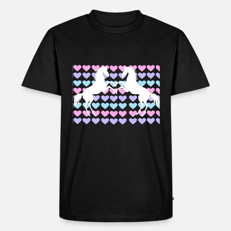 Pferde Reiten Liebe - Männer Premium Bio T-Shirt - Schwarz