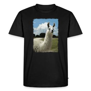 Alpaga, lama, animaux mignons, rétro, cadeau - T-shirt Premium bio Homme - noir - Devant - Nico (187cm)