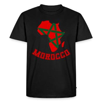 Drapeau du Maroc sur Carte Africaine - T-shirt Premium bio Homme - noir - Devant - Nico (187cm)