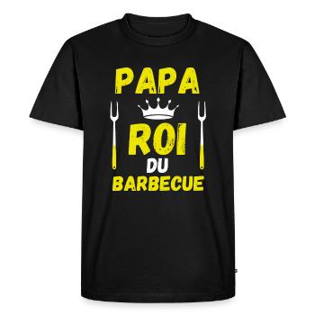 PAPA roi du barbecue - T-shirt Premium bio Homme - noir - Devant - Nico (187cm)