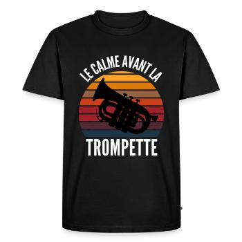 le calme avant la trompette - T-shirt Premium bio Homme - noir - Devant - Nico (187cm)