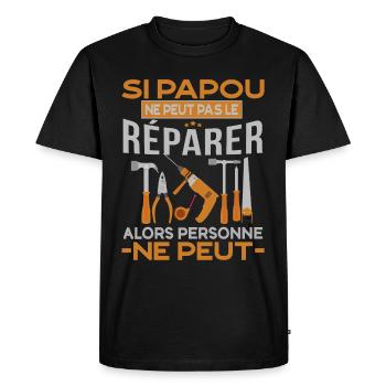 Si papou ne peut pas réparer alors personne ne peu - T-shirt Premium bio Homme - noir - Devant - Nico (187cm)