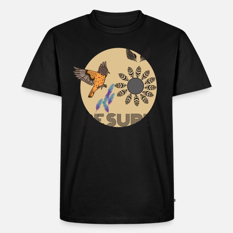 Bird feather design - Männer Premium Bio T-Shirt - Schwarz