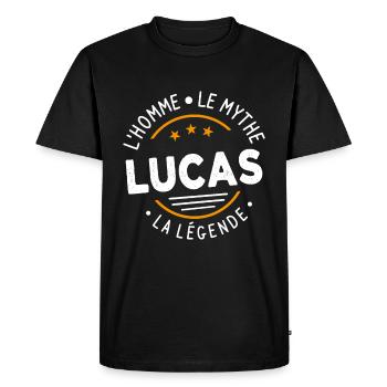 Lucas L'Homme Le Mythe La Légende - T-shirt Premium bio Homme - noir - Devant - Nico (187cm)