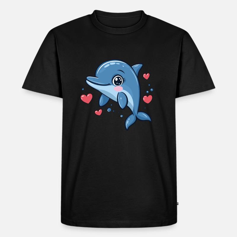 Herziger Delfin - Männer Premium Bio T-Shirt - Schwarz