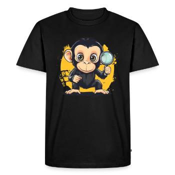 Funny Monkey Detective - Men's Premium Organic T-Shirt - black - Front - Nico (187cm)
