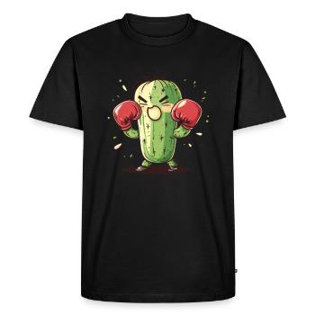 Angry Cactus Boxer - Men's Premium Organic T-Shirt - black - Front - Nico (187cm)