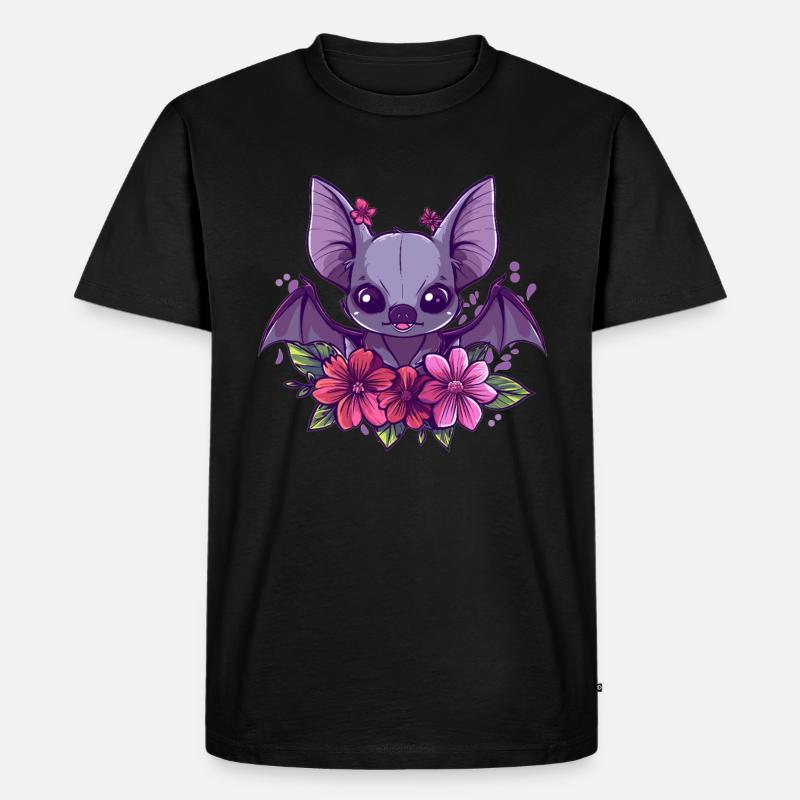 Blumenfledermaus mit Charme - Männer Premium Bio T-Shirt - Schwarz