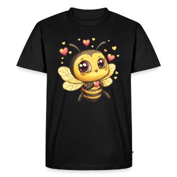 Heart Bee in Love - Men's Premium Organic T-Shirt - black - Front - Nico (187cm)