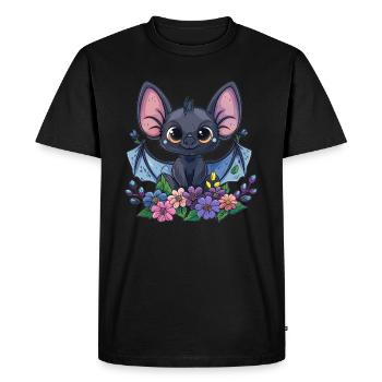 Chauve-souris fleur ludique - T-shirt Premium bio Homme - noir - Devant - Nico (187cm)