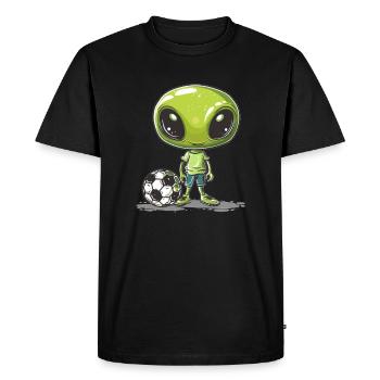 Soccer Alien Buddy - Men's Premium Organic T-Shirt - black - Front - Nico (187cm)