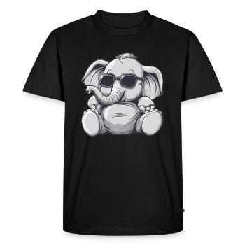 Cool elephant with sunglasses - Men's Premium Organic T-Shirt - black - Front - Nico (187cm)