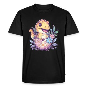 Dino from the egg - Men's Premium Organic T-Shirt - black - Front - Nico (187cm)