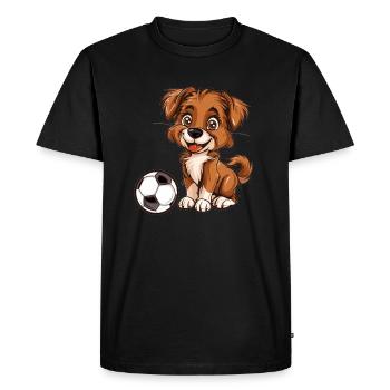 Chien de football avec breloque - T-shirt Premium bio Homme - noir - Devant - Nico (187cm)