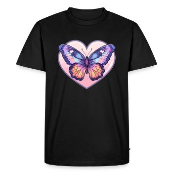 Papillon Pastel En Coeur - T-shirt Premium bio Homme - noir - Devant - Nico (187cm)