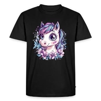Bangs with flowers - Men's Premium Organic T-Shirt - black - Front - Nico (187cm)