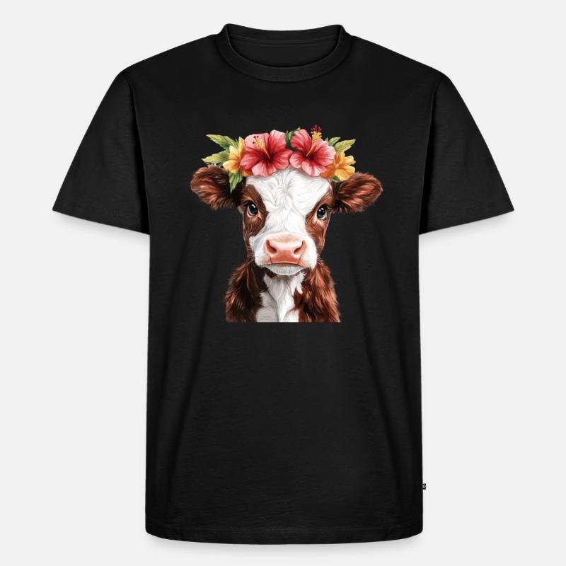 Blumenkalb mit Krone - Männer Premium Bio T-Shirt - Schwarz