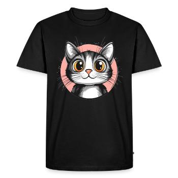 Chat mignon avec des yeux énormes - T-shirt Premium bio Homme - noir - Devant - Nico (187cm)