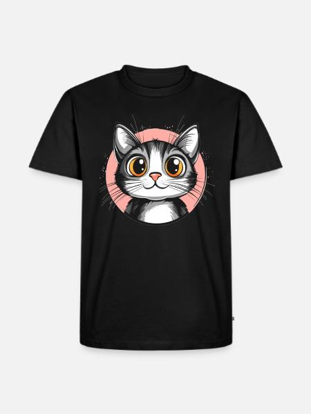 Cute cat with huge eyes - Men's Premium Organic T-Shirt - black