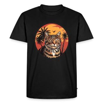 Chat crépusculaire avec vue - T-shirt Premium bio Homme - noir - Devant - Nico (187cm)