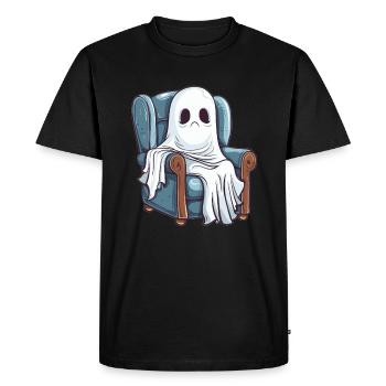 Ghost on armchair - Men's Premium Organic T-Shirt - black - Front - Nico (187cm)