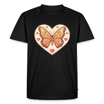 Coeur Papillon avec Amour - T-shirt Premium bio Homme - noir - Devant - Nico (187cm)