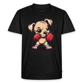 Boxer dog with power - Men's Premium Organic T-Shirt - black - Front - Nico (187cm)