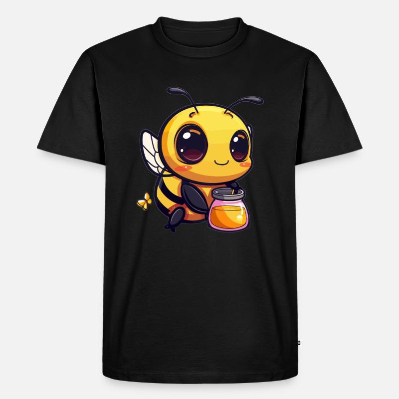Honigbiene mit Glas - Männer Premium Bio T-Shirt - Schwarz