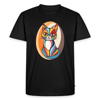 Chat Pop Art coloré - T-shirt Premium bio Homme - noir - Devant - Nico (187cm)