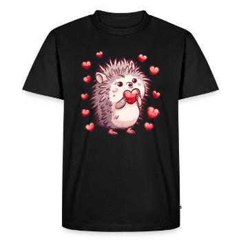 Mignon coeur hérisson - T-shirt Premium bio Homme - noir - Devant - Nico (187cm)