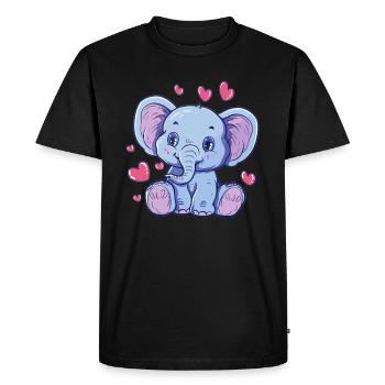 Coeur Bébé Éléphant - T-shirt Premium bio Homme - noir - Devant - Nico (187cm)