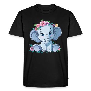 Bébé fleur éléphant - T-shirt Premium bio Homme - noir - Devant - Nico (187cm)