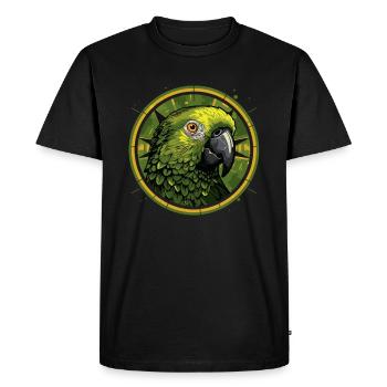 Tête de perroquet vert - T-shirt Premium bio Homme - noir - Devant - Nico (187cm)