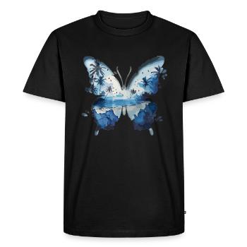 Papillons tropicaux dans la mer - T-shirt Premium bio Homme - noir - Devant - Nico (187cm)