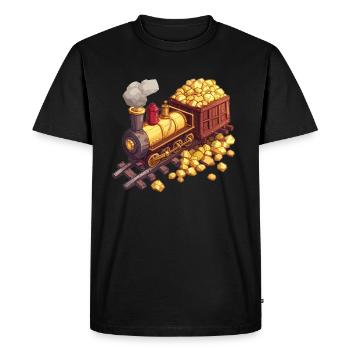 Gold Train Adventure - Men's Premium Organic T-Shirt - black - Front - Nico (187cm)