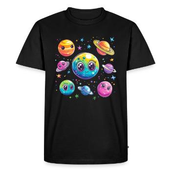 Colorful Planet Friends - Men's Premium Organic T-Shirt - black - Front - Nico (187cm)