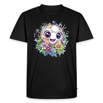 Football with flowers - Men's Premium Organic T-Shirt - black - Front - Nico (187cm)
