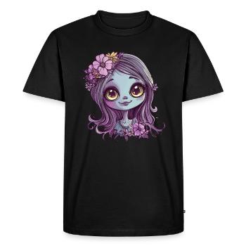 Enfant fleur au regard brillant - T-shirt Premium bio Homme - noir - Devant - Nico (187cm)