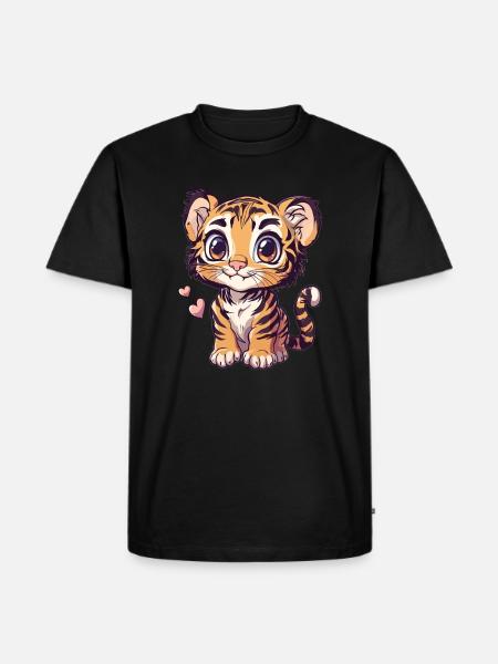 Tigerbaby mit Herzchen - Männer Premium Bio T-Shirt - Schwarz