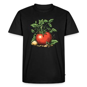 Tomato with nature details - Men's Premium Organic T-Shirt - black - Front - Nico (187cm)