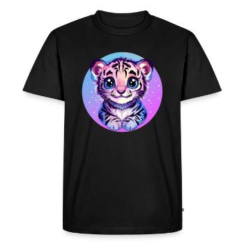 Tiger cub in the starry sky - Men's Premium Organic T-Shirt - black - Front - Nico (187cm)