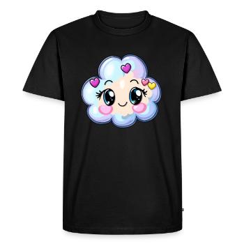 Pastel Cloud with Hearts - Men's Premium Organic T-Shirt - black - Front - Nico (187cm)