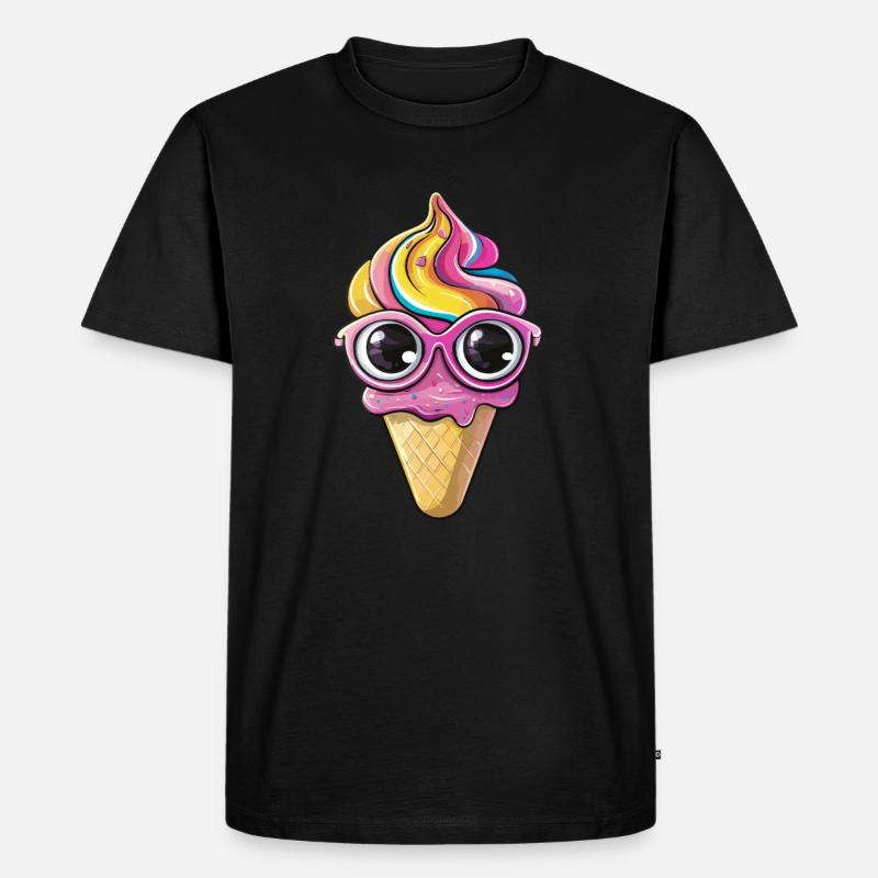 Eis mit Brille - Männer Premium Bio T-Shirt - Schwarz