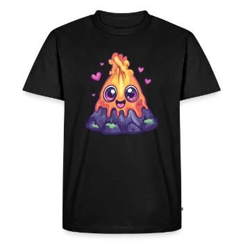 Volcan avec des cœurs - T-shirt Premium bio Homme - noir - Devant - Nico (187cm)