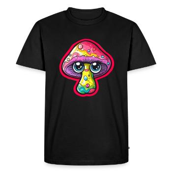Champignon coloré avec des yeux - T-shirt Premium bio Homme - noir - Devant - Nico (187cm)